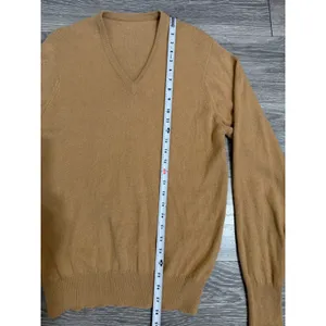 Wool Women Camel Knit Sweater M Tan V-Neck Long Sleeve Classic Minimalist Preppy thumbnail 5