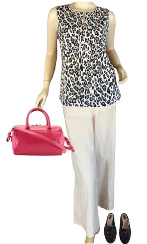 Banana Republic Beige And Black Animal Print Tunic (Xs) thumbnail 1