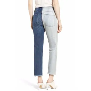 Alice + Olivia Jeans‎ Boyfriend Jeans Two Tone Blue 24 asymmetrical thumbnail 2