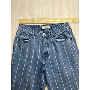 P A C S U N Womens Mom Jeans Blue Pinstripe Size 26 High Waisted Denim‎ thumbnail 6