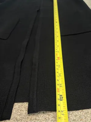 Women's black Open Front Cardigan Long Coatigan Sweater M thumbnail 3