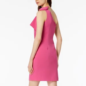 Vince Camuto One Shoulder Bow Pink Sheath Dress Size 6 Cocktail Wedding Evening thumbnail 16