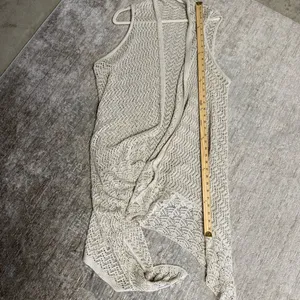 Unbranded Cream Crochet Open Knit Duster Waterfall Cardigan Vest thumbnail 6