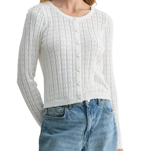 All in Favor Ivory Cable Knit Button-Front Cardigan Size Small thumbnail 3