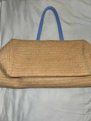 Vera Bradley Blueberry Blooms Seashore Tote Straw Tote Retired thumbnail 3