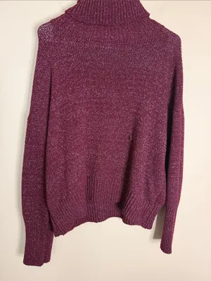 Women's Burgundy Turtleneck Sweater Red Size M thumbnail 3