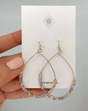 Amethyst Beaded Teardrop Earrings thumbnail 1