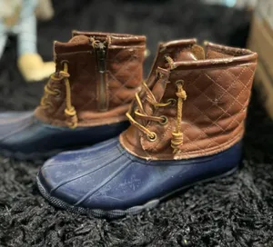 Steve Madden Navy and Brown Lace-Up Rain Boots thumbnail 1