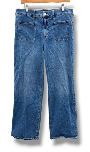 J.Crew Full Length Wide-Leg Jeans Womens 31 Blue‎ Patch Pocket High Rise Denim thumbnail 1