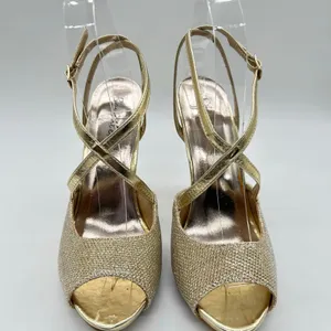 Bonnilel Heels Womens 8 Gold Tiara Glitter Shoes Wedding‎ Nightout Formal Party thumbnail 4