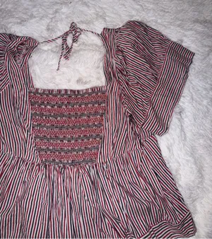 Old Navy Striped Red and Navy Blue Women’s Babydoll Top size 2X thumbnail 1