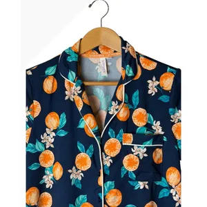 Joyspun Pajama Set Women Small Blue Orange Citrus Floral Print Short Sleepwear thumbnail 4