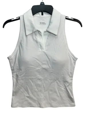OGL Move Women’s Small White Sleeveless Polo Top Built In Bra Padded Stretch NWT thumbnail 3