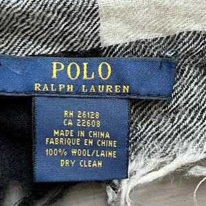Polo Ralph Lauren Black and White Checkered Scarf wool preppy heritage unisex thumbnail 5