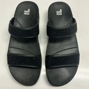 Fila Sport Black Glittered Two-Strap Slip-On Platform Sandals- 8M thumbnail 1