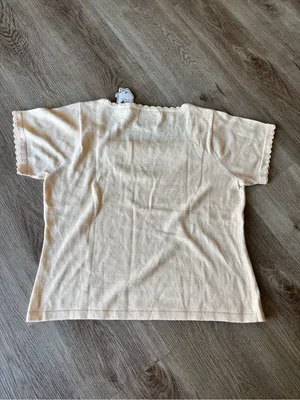 Storybook Knits Cream Lace-Trim Short Sleeve Top thumbnail 2