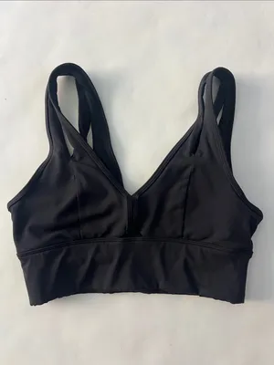 ALO YOGA Black United Long Sports Bra Double V Neck Small thumbnail 3