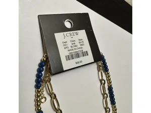 J.Crew Gold Tone Blue Bead Adjustable Length Double Layer Necklace NWT $32 thumbnail 4
