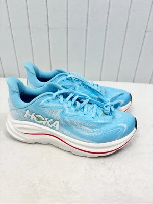 Hoka Women's Clifton 10 Women's Athletic Shoes in Light Blue with White Midsole thumbnail 2