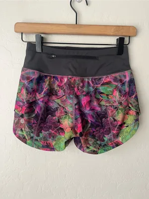 Lululemon Speed Up Mid-Rise shorts neon floral 0 thumbnail 4