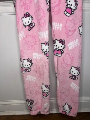 Hello Kitty One Piece Pajamas Womens XL Pink Hooded Fleece One-piece Sleepwear thumbnail 4