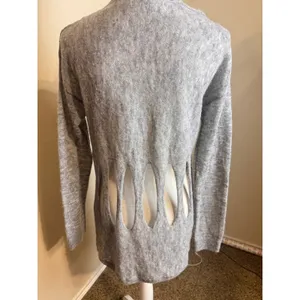 One Grey Day Alpaca Merino Wool Blend Back Cutout Sweater Gray Size L thumbnail 8