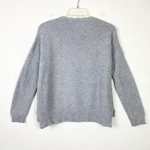 Madewell Textureworks Grey Ribbed Trim Knitted Crewneck Sweater Size S thumbnail 4