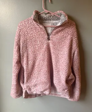 Thread & Supply Pink Sherpa Quarter Zip Pullover Fleece Cozy Size Small thumbnail 1