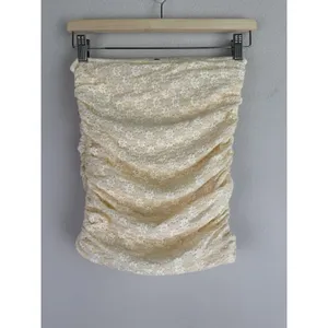FP One By Free People Ona Ruched Cream Convertible Mini Skirt Shirt‎ Women's XS thumbnail 10