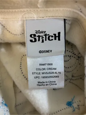 Disney Lilo & Stitch Full Zip Hoodie Cream Blue Graphic Print Women’s S thumbnail 5