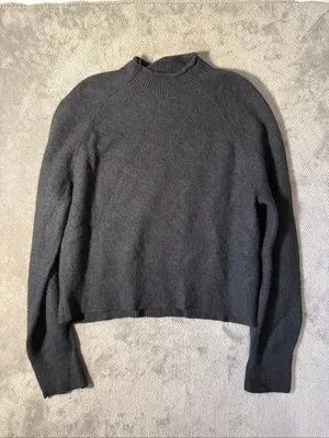 J.Crew Women’s Large Black Merino Wool Alpaca Blend Raglan Mock Neck Sweater thumbnail 9