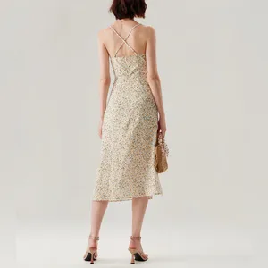 Rihoas Yellow Floral Ruched Slip Midi Dress thumbnail 9
