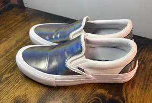 Vans Silver Iradescent Slip‎ On Sneakers Size M5/W6.5 thumbnail 1