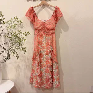 Lost + Wander Sunnyville Midi Dress in Orange Multi Floral OS NWT thumbnail 2