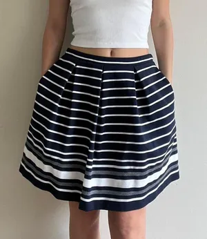 Max Studio Navy Striped NWT Skirt thumbnail 1