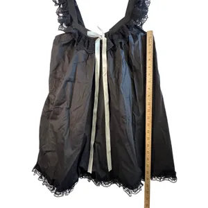 Edikted Black Lace Trim Babydoll Mini Dress Cotton Bow Coquette S Whimsigoth NWT thumbnail 7