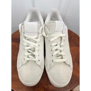 Adidas Stan Smith Ivory Off White Suede LaceUp Logo Sneakers Size US 7 thumbnail 2