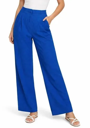 House of Harlow 1960 blue 100% linen trouser pant size 4 thumbnail 1