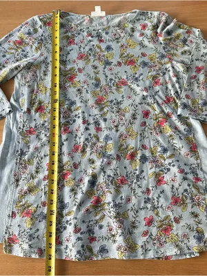 J Jill 100% Cotton Blue Floral 3/4 Sleeve Tunic Round Neck Lagenlook Classic thumbnail 8