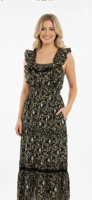 Free the Roses Black and White Floral Maxi Dress size small thumbnail 1