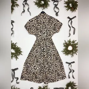 Exquise Anthropologie Cotton Blend Relaxed Leopard Tobie Shirt Dress Sz XS. P-46 thumbnail 3