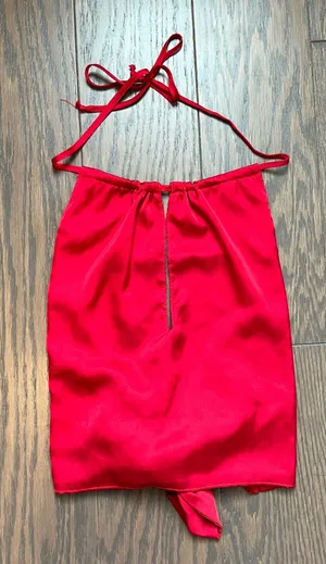 Garage Red Satin Tie Back Halter Top thumbnail 1
