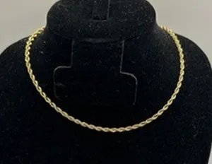 Womens Dainty Rope Chain 3mm 16 Inch Real Gold Delicate Plated Everyday New thumbnail 1