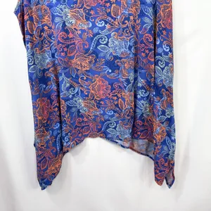 Woman Within 1X Tank Top 22/24W Blue Orange Paisley Sleeveless Rayon Coastal 750 thumbnail 4