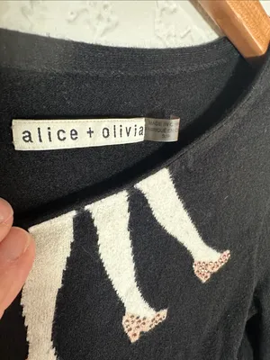 Alice + Olivia Intarsia Legs Sweater Black Girly ASO PLL Lucy Hale Feminine thumbnail 6