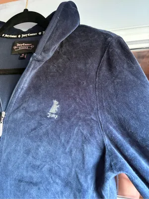 Y2K Juicy Couture Dark Blue Velour Zip Hoodie thumbnail 2