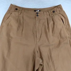 Madewell Harlow‎ Wide Leg Pants Womens 14 Pleated Lyocell Linen Brown NG521 thumbnail 6