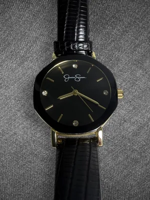 Jessica Simpson Black Gold Crystal Quartz Watch NWT thumbnail 6