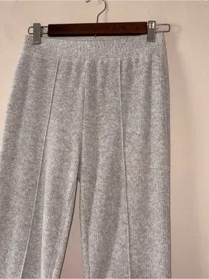 Aerie Groove-On Rib Velour Flare Pant Grey Size XS Regular thumbnail 5