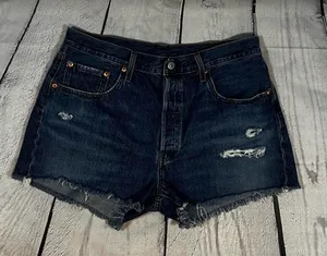 Levi’s 501 Distressed Denim Cutoff Shorts | Approx. Size 14 thumbnail 1